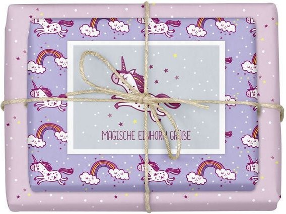 dabelino Kinder Geschenkpapier-Set (4x Bögen + Karte od. Anhänger)