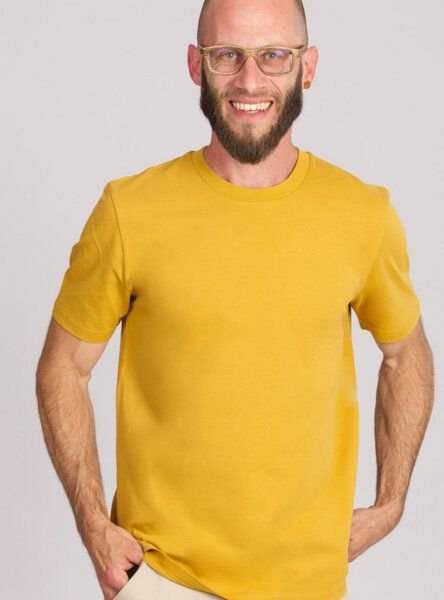 Life-Tree Fairwear Organic Basic Shirt Men Burgundy / Ocre / Desert Dust beige