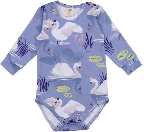 Langarmbody Bio Baumwolle Lila - Walkiddy Beauty Swan, Nachhaltig & GOTS-zertifiziert, 95% Baumwolle, 5% Elasthan, Umwel...