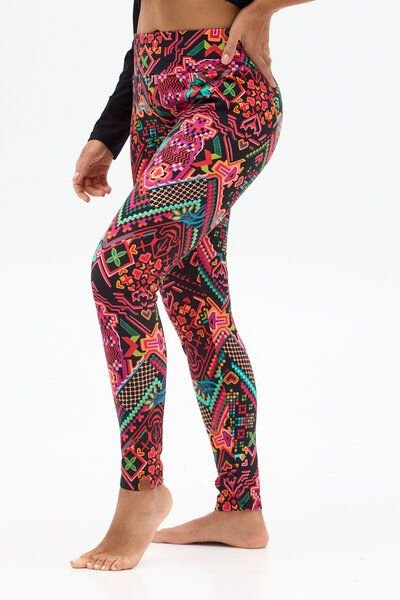 Thumbnail - Leggings Gallo Damen – aus Bio-Baumwolle mit Elasthan – nachhaltige Yoga-Leggings im einzigartigen KOKOworld-Print – fai...