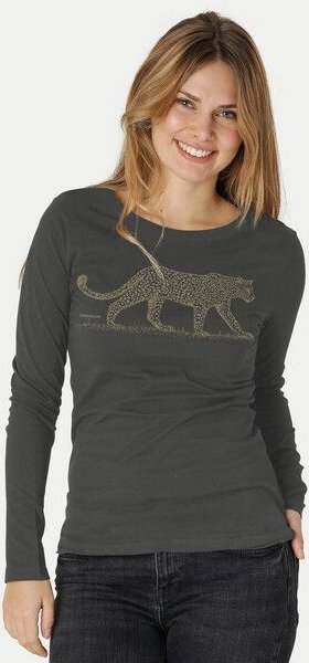 Peaces.bio - handbedruckte Biomode Bio-Damen-Langarmshirt Leopard