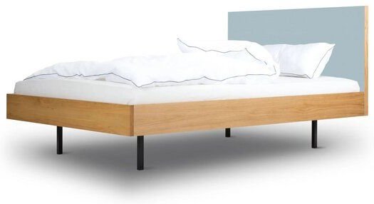 BARTMANN Unidorm Classic - Holzbett aus Eiche mit Kopfteil aus Linoleum