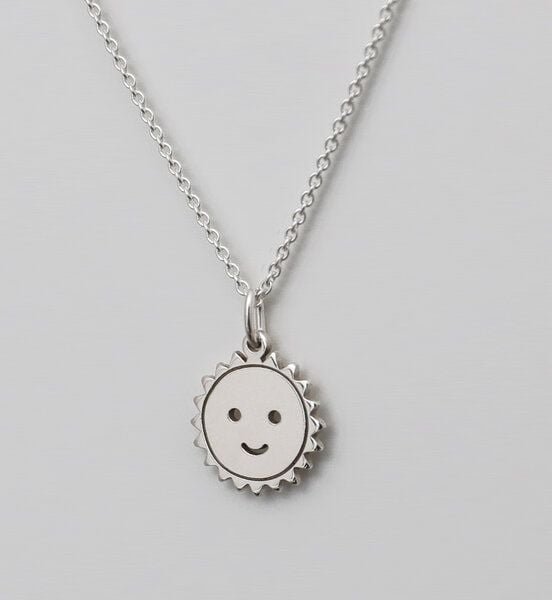 BELLYBIRD Jewellery Kinderkette - kleine lachende Sonne, Anhänger/ Silber/ Silber vergoldet