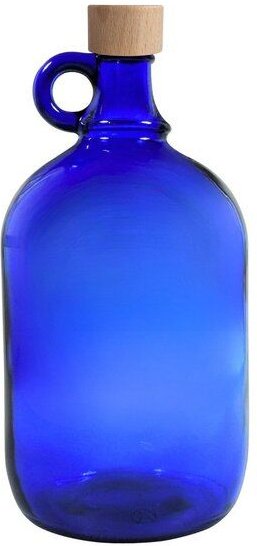 mikken Große blaue Gallone 2 Liter Glasflasche / Wasserflasche mit Deckel