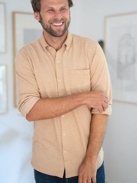 FUXBAU Männer Fishbone Hemd - senfgelb