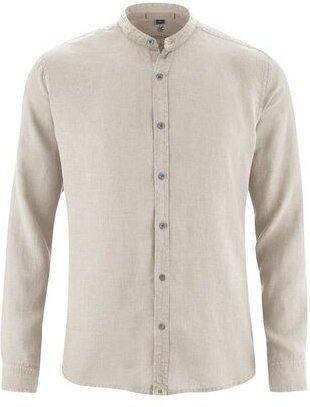 HempAge Herren Schlichtes Stehkragenhemd aus reinem Hanf