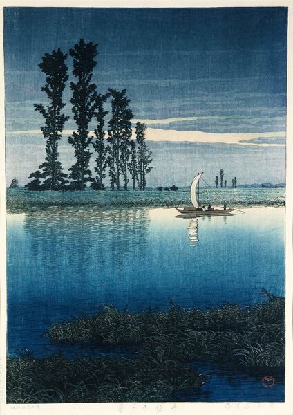 Photocircle Poster / Leinwandbild - Evening of Ushibori by Hasui Kawase