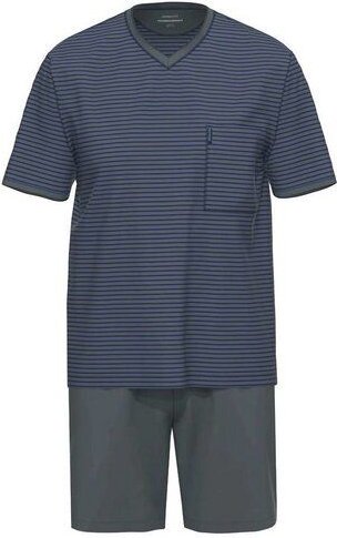 Ammann Herren Schlafanzug kurz mit V-Ausschnitt aus Bio-Baumwolle