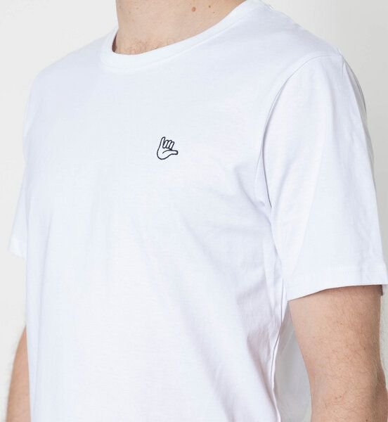 Fyngers Unisex T-Shirt aus Biobaumwolle - Modell HANG LOOSE mit gestickter Veredelung