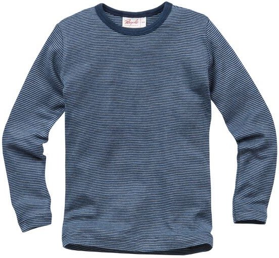 People Wear Organic Wolle Seide Langarm Shirt, rosa geringelt/ blau geringelt