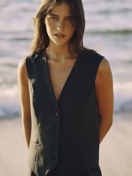 WOTE Damen Wollweste - Schwarz