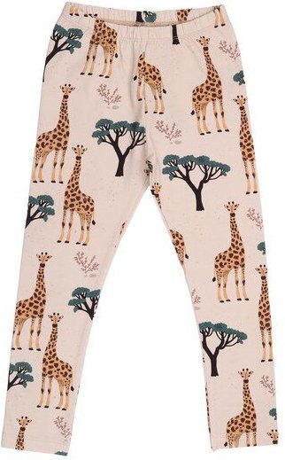 Kinder Leggings GOTS zertifiziert – Beige mit Giraffenmotiv, weich & bequem | von Walkiddy