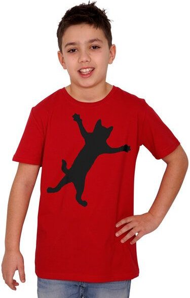 HANDGEDRUCKT "Klammerkatze" Unisex Kinder T-Shirt