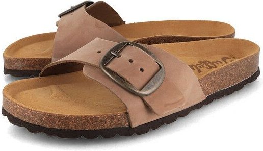Tuffeln Leder-Pantolette Fehmarn mit weichem Kork-Fußbett Einschnaller-Sandalen
