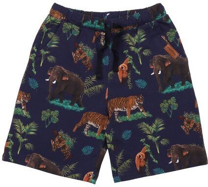 Kinder Shorts GOTS zertifiziert – Bio-Baumwolle, Dunkelblau mit tropischem Muster, elastischer Bund, leicht & bequem | W...