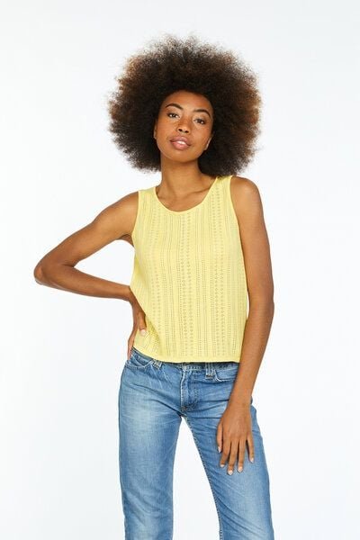 Les Racines Du Ciel Lace Debardeur Stricktop aus Biobaumwolle, Yellow