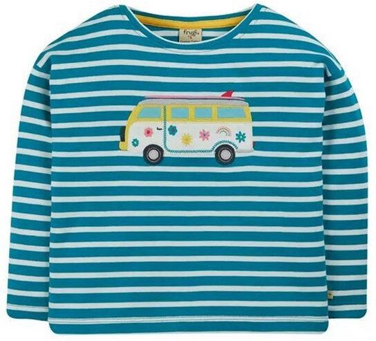 Frugi Langarm-Shirt Camper in blau-weiss gestreift Tori Boxy Top