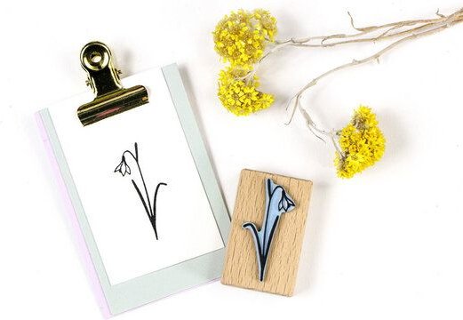 STUDIO KARAMELO STEMPEL Schneeglöckchen, Blumenstempel aus Holz