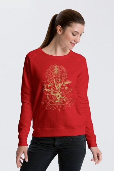 Peaces.bio - handbedruckte Biomode Bio Damen-Sweatshirt Ganesha