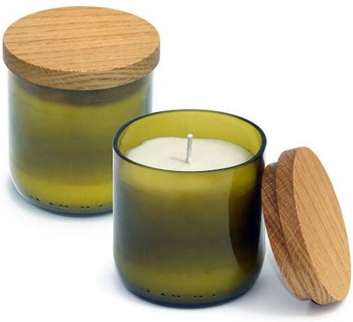 Glas mit Kerze/Windlicht, mit und ohne Duft (side by side)