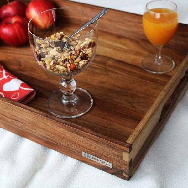 NATUREHOME Holztablett Serviertablett Küchentablett Serie NH-B 50 x 35,5 x 7cm