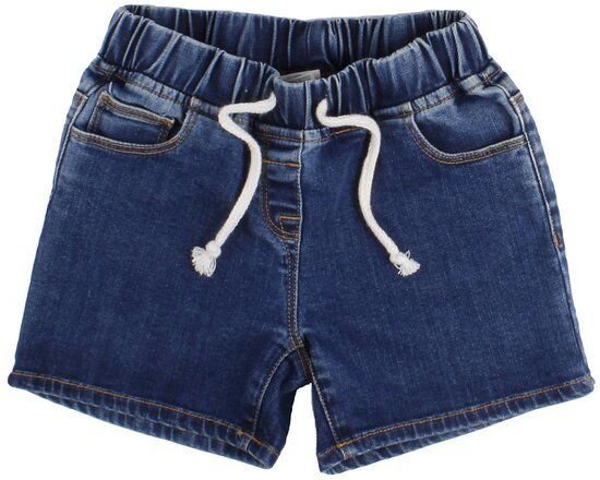 Kinder Jeansshorts GOTS-zertifiziert aus Bio-Baumwolle mit Elasthan, dunkelblau, elastischer Bund mit Kordelzug – Walkid...