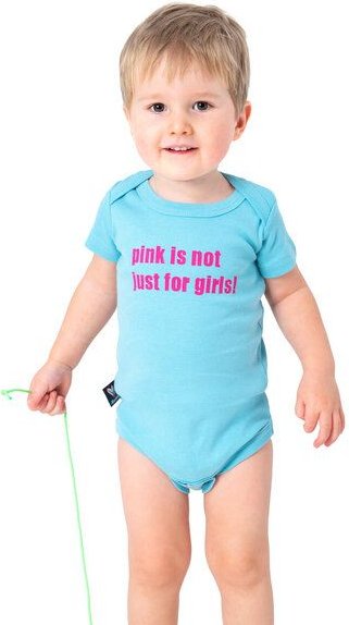 Hirschkind Bio-Babybody "pink is not just for girls" hellblau