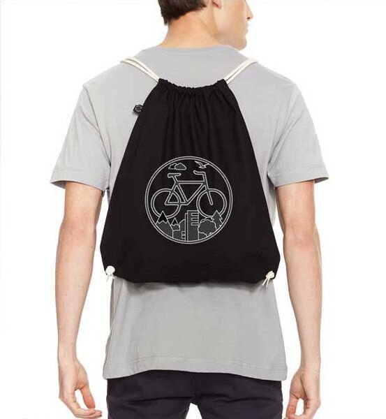Picopoc Turnbeutel Fahrrad / Gym Bag / Rucksack in Schwarz & Weiß aus Biobaumwolle