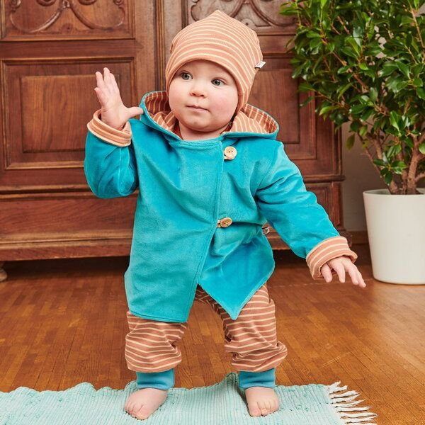 Cheeky Apple Bio-Wendejäckchen "Nicki Pagoda Blue|Streifen Caramell"