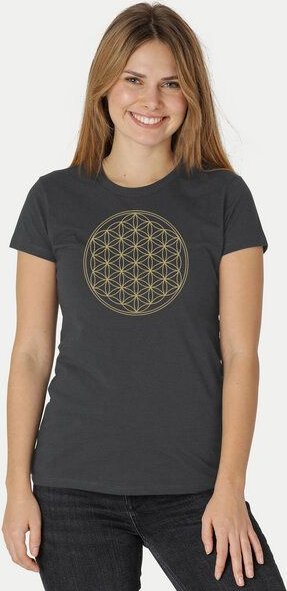Peaces.bio - handbedruckte Biomode Bio-Damen-T-Shirt Die Blume des Lebens