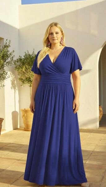 Ingoria PANDORA Maxikleid mit Schmetterlingsärmel Curvy ab Größe XXL (Uni)