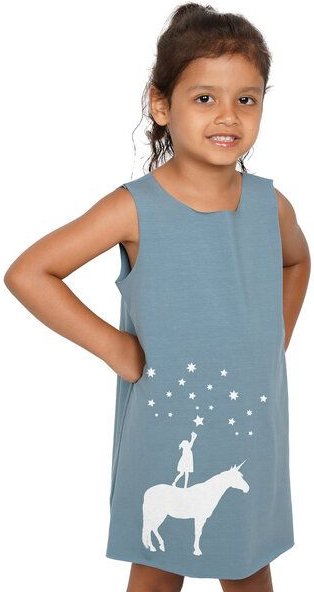 HANDGEDRUCKT "Wünsche" Kinder Biokleidchen (kbA)