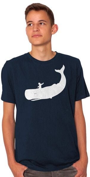 HANDGEDRUCKT "Cowboy und Wal" Männer T-Shirt