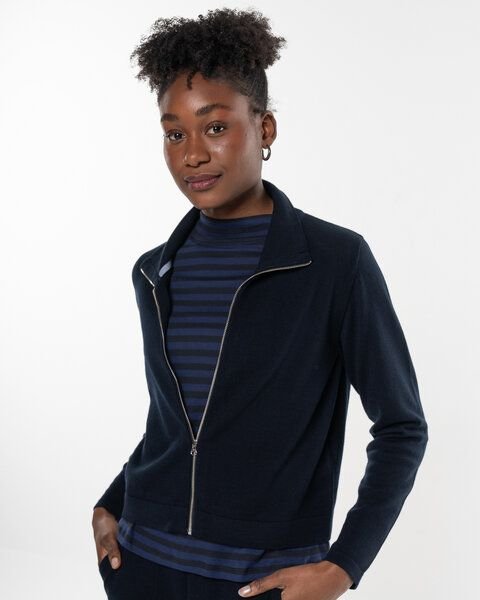 Alma & Lovis Legere Zip-Jacke aus softem Bio-Baumwoll-/Woll-Mix | Cot-Wool Kurzjacke