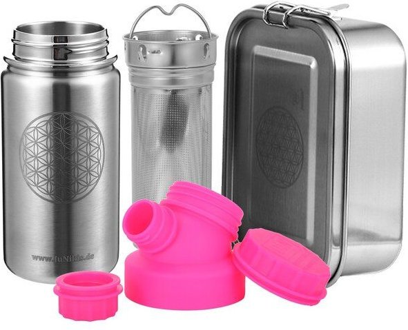 Thumbnail - JN JuNiki's Einschulungs-Set "Blume des Lebens": Lunchbox + Edelstahltrinkflasche + Teefilter