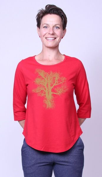 Peaces.bio - handbedruckte Biomode Bio-Damen-3/4 Arm Shirt Chestnut