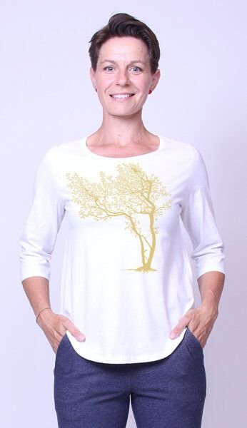 Peaces.bio - handbedruckte Biomode Bio-Damen-3/4 Arm Shirt- Fancy Tree