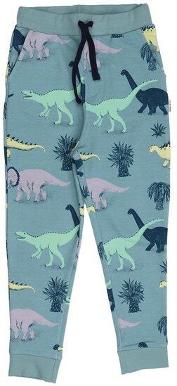 Kinder Jogginghose GOTS-zertifiziert aus Bio-Baumwolle hellblau mit Dinosaurier-Muster – Walkiddy