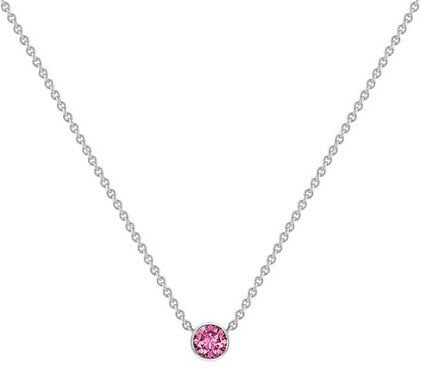 Eppi Silberne minimalistische Kette mit einem rosa Saphir Glosie