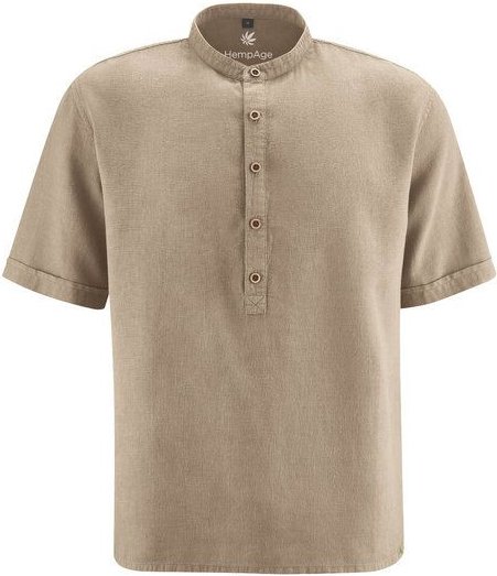 HempAge Stehkragen Schlupfhemd Hanf/Biobaumwolle