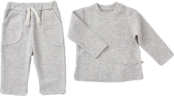Thumbnail - Biorganic Nature In Waffle Pyjama Set ‒ Langarmshirt & Hose, GOTS