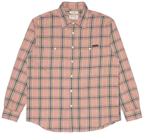 Nudie Jeans Kariertes Langarm-Hemd Julian Worker Check Pink