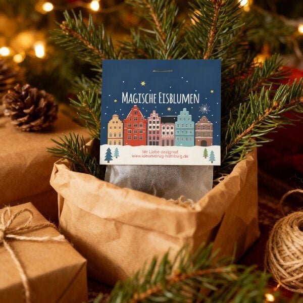 Ideenverlag Hamburg 1x „Winterlandschaft“ Samenbombe im Tütchen mit Kaltkeimer-Saatgut + 1x Gratis Geschenk Grußkarte/ W...