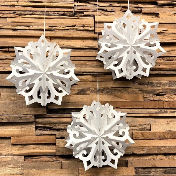 MoreThanHip Weihnachtsstern weißes Papier Ø25 cm Kamala Small - 3er-Set