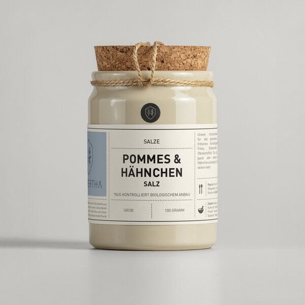 Herbertha Bio Pommes & Hähnchen Salz im Steinzeugtopf