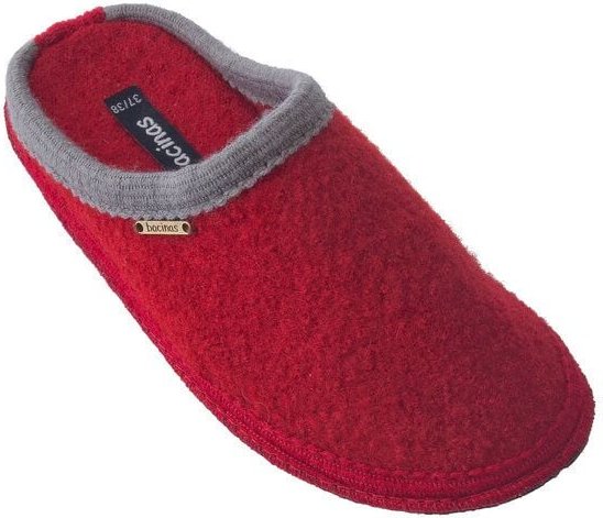 Bacinas Hausschuh Pantoffeln mit Farbakzent an der Öffnung 100% Wolle