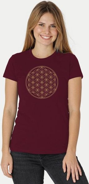 Peaces.bio - handbedruckte Biomode Bio-Damen-T-Shirt Die Blume des Lebens