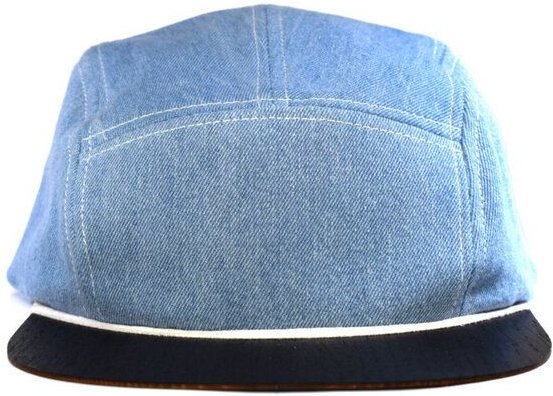 Lou-i Jeans-Cap mit edlem Holzschild - Made in Germany - Denim Snapback