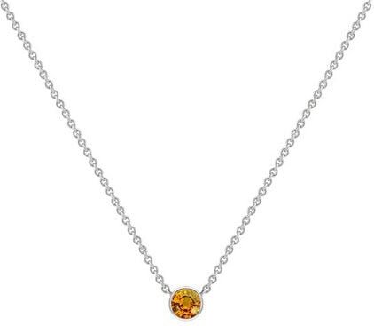Thumbnail - Eppi Silberne minimalistische Kette mit einem Padparadscha Saphir Glosie