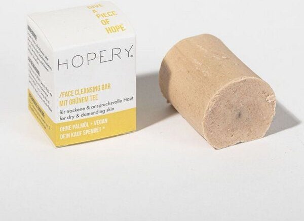 HOPERY Vegane Naturkosmetik Gesichtsreinigung für trockene Haut - Face cleansing bar mit grünem Tee
